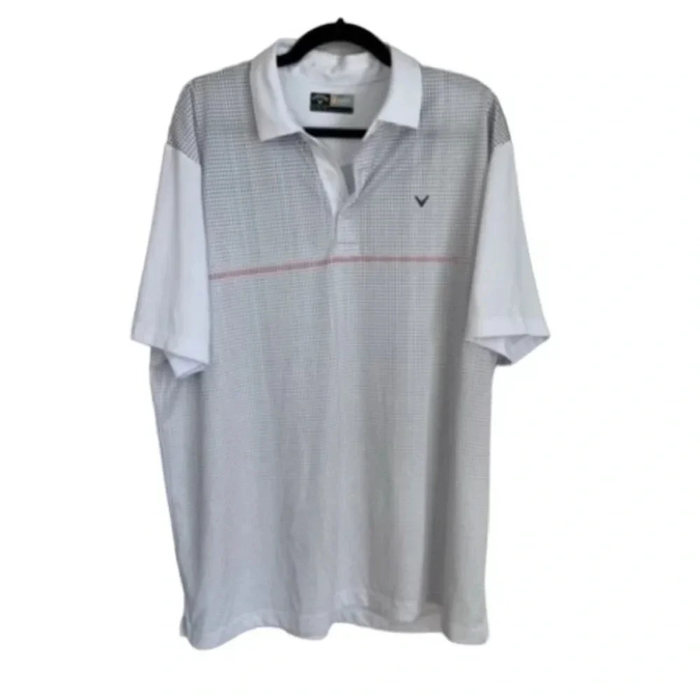 Callaway Opti-Dri Men’s Golf Short Sleeve White with Design Polo Size XL GUC